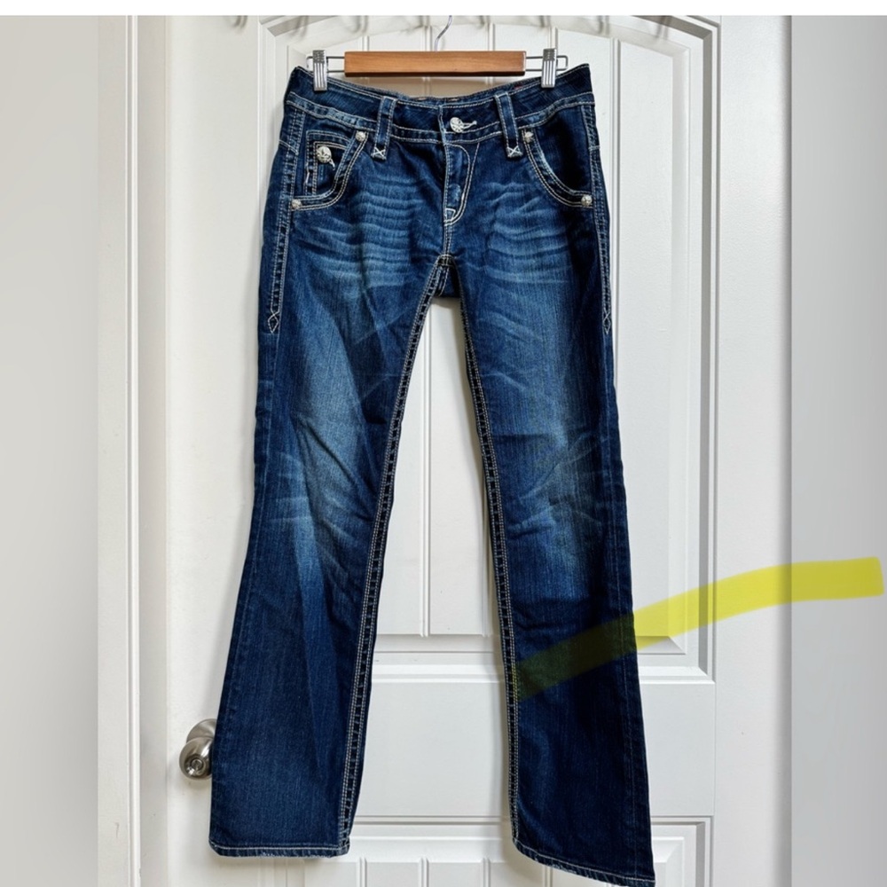 Rock Revival Adele Straight Leg Medium Wash Low Rise Top Stitch Jeans Size 28*